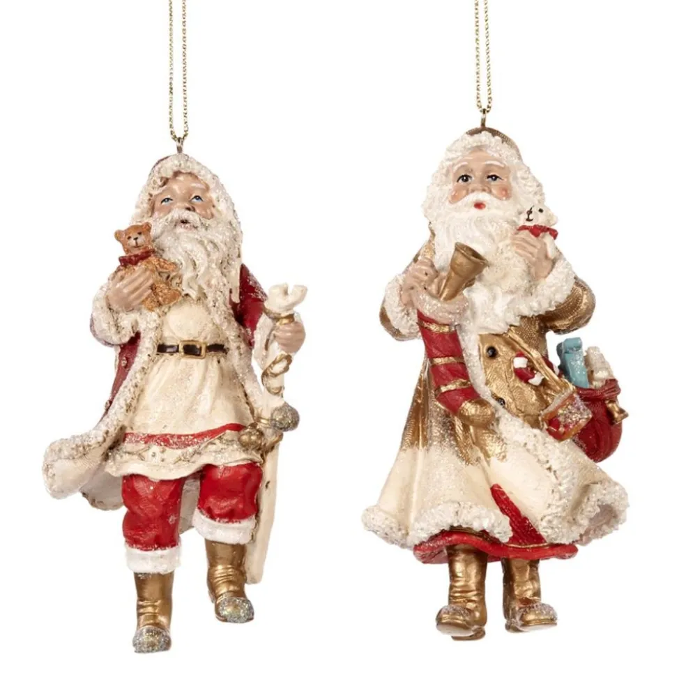 Goodwill Christmas Tree*Santa With Stick And Toys Ornament 2 Assorted Tr 27165