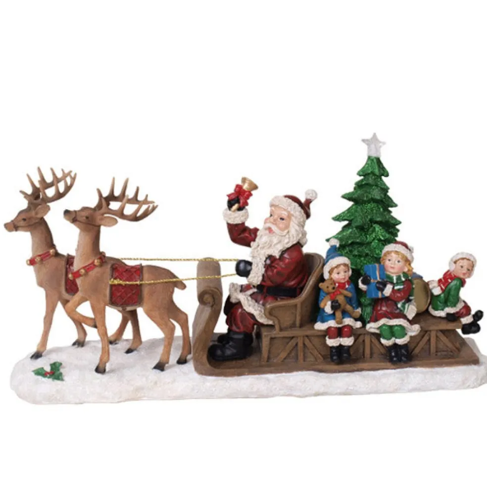 Willow Brooks North Pole* Secret Christmas Santa On Sleigh W/Children And 2 Reindeers